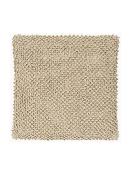 Povlak na polštář se strukturovaným povrchem Indi, 100 % bavlna, Taupe, Š 45 cm, D 45 cm