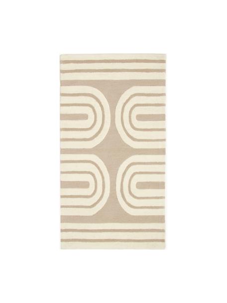 Ručne tuftovaný vlnený koberec Arne, Béžová, krémovobiela, Š 80 x D 150 cm (veľkosť XS)