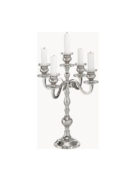 Klassischer Kerzenleuchter Classy, Metall, beschichtet, Silberfarben, B 31 x H 50 cm