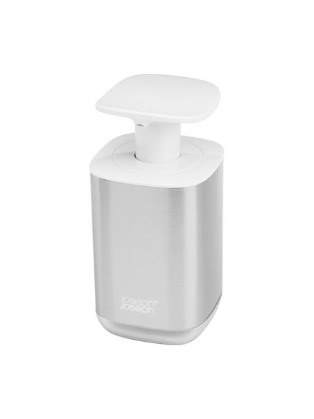 Distributeur de savon Presto, Polypropylène (PP), acier inoxydable, Couleur argentée, blanc, larg. 8 x haut. 16 cm