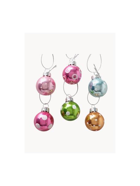 Kerstballen Pattern, set van 12, Gelakt glas, Groen, blauw, roze, Ø 3 x H 3 cm