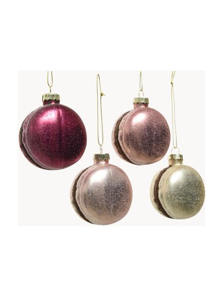 Baumanhänger Macarons, 4er-Set, Rosatöne, Goldfarben, B 6 x H 7 cm