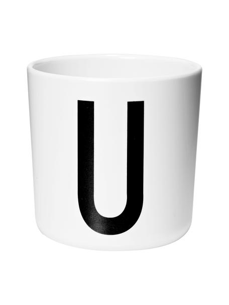 Detský hrnček Alphabet (varianty od A po Z), Melamín, Biela, čierna, Hrnček U