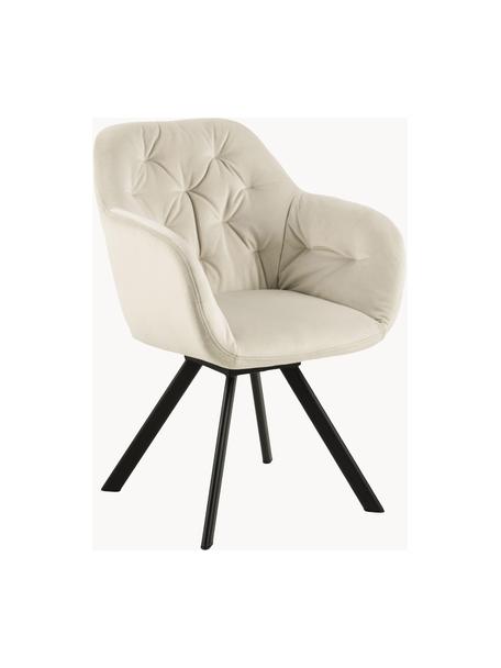 Draaibare fluwelen armstoel Lucie, Bekleding: polyester fluweel, Poten: gepoedercoat metaal, Fluweel beige, B 58 x D 62 cm