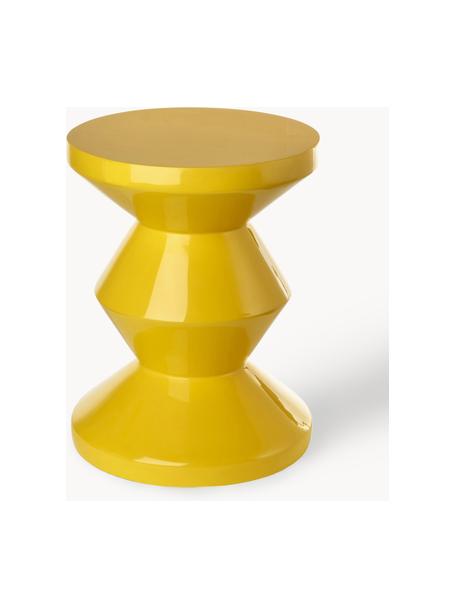 Okrúhly odkladací stolík Zig Zag, Plast, lakovaný, Slnečná žltá, Ø 36 x V 46 cm