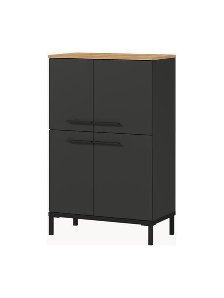Midi badkamerkast Elisa, B 60 cm, Frame: met melamine beklede spaa, Antraciet, helder hout, B 60 x H 97 cm