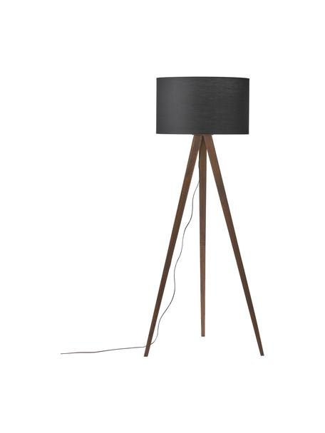 Lampa podłogowa trójnóg z litego drewna w stylu scandi Jake, Czarny, Ø 60 x W 150 cm