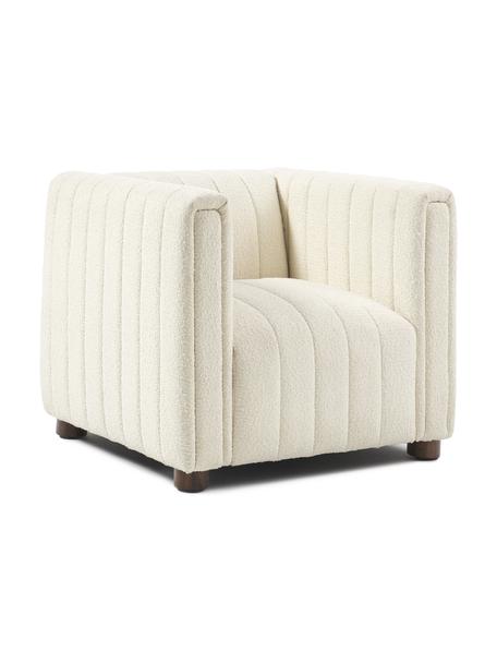 Sillón en tejido bouclé Antonio, Tapizado: tejido bouclé (100% polié, Estructura: madera maciza, madera con, Patas: madera de roble, Bouclé blanco crema, An 88 x Al 71 cm