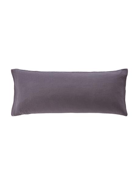 Fundas de almohada de muselina de algodón Odile, Gris oscuro, An 45 x L 110 cm