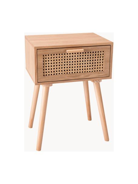 Houten nachtkastje Romeo met Weens vlechtwerk, Frame: MDF, essenhoutfineer, Essenhout, B 40 x H 56 cm