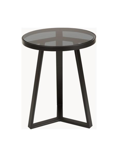 Mesa auxiliar Fortunata, tablero de vidrio, Tablero: vidrio endurecido, Estructura: metal cepillado, Transparente, negro, Ø 40 x Al 51 cm
