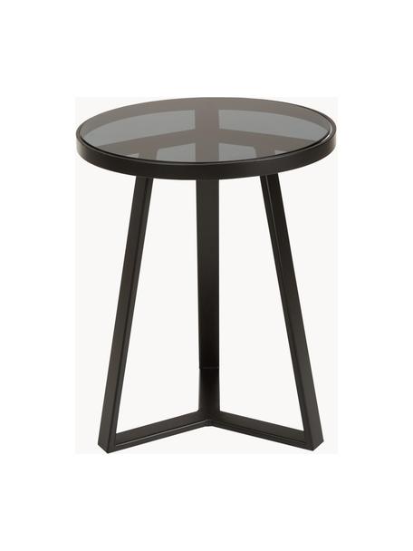Stolik pomocniczy ze szklanym blatem Fortunata, Blat: szkło hartowane, Stelaż: metal szczotkowany, Transparentny, czarny, Ø 40 x W 51 cm