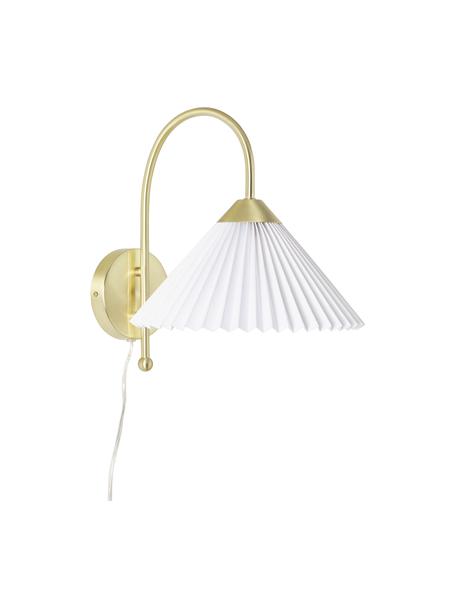 Wandlamp Viens met witte linnen-lampenkap, Lampenkap: linnen, Lampvoet: linnen, Wit, B 28 x L 200 cm