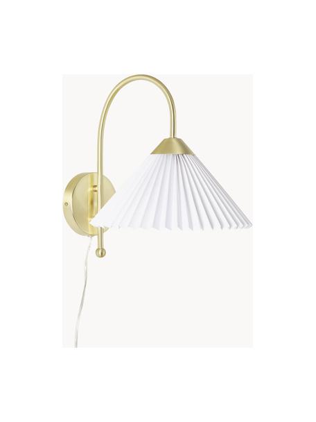 Wandlamp Viens met plissé lampenkap van linnen, Lampenkap: linnen, Wit, B 28 x L 200 cm