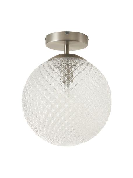 Kleine plafondlamp Lorna van glas, Lampenkap: glas, Baldakijn: gegalvaniseerd metaal, Transparant, zilverkleurig, Ø 25 x H 30 cm