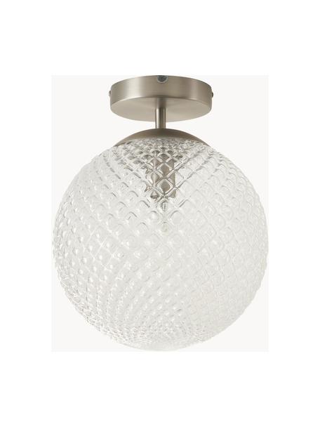 Kleine Deckenleuchte Lorna aus Glas, Lampenschirm: Glas, Baldachin: Metall, galvanisiert, Transparent, Silberfarben, Ø 25 x H 30 cm