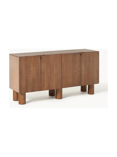 Credenza in legno di quercia Cadi, Legno di quercia laccato marrone, Larg. 160 x Alt. 80 cm