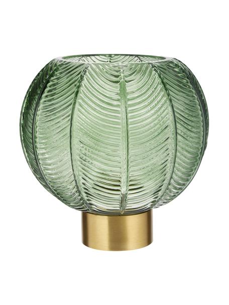 Bolvaas Mickey met goudkleuren voet, Vaas: glas, Voetstuk: messing, Groen, goudkleurig, Ø 20 x H 21 cm
