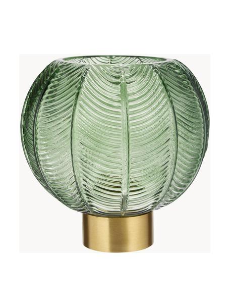 Kugel-Vase Mickey mit goldfarbenem Sockel, Vase: Glas, Sockel: Messing, Grün, Goldfarben, Ø 20 x H 21 cm