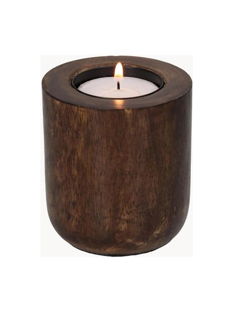 Dřevěný svícen na čajovou svíčku Light, V 8 cm, Dřevo, Tmavé dřevo, Ø 7 cm, V 8 cm