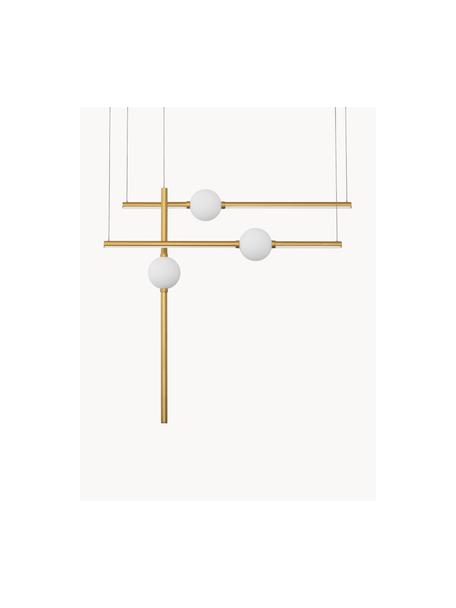 Veľká stmievateľná závesná LED lampa Acrobat, Odtiene zlatej, biela, Š 89 x H 26 cm