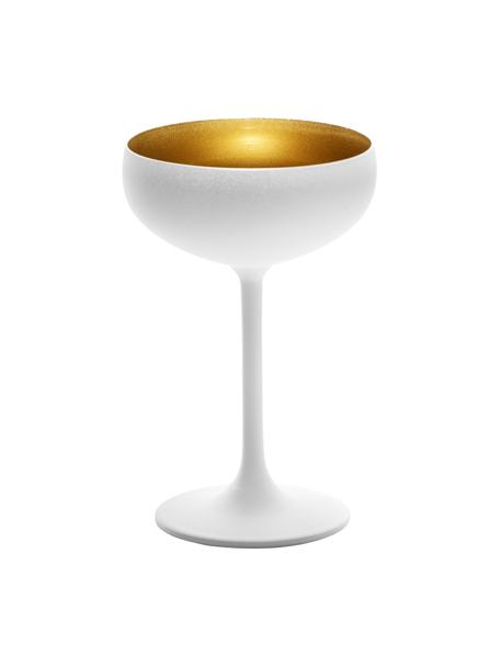 Krištáľové poháre na šampanské Elements, 6 ks, Krištáľové sklo, potiahnuté, Biela, mosadzné odtiene, Ø 10 x V 15 cm, 230 ml
