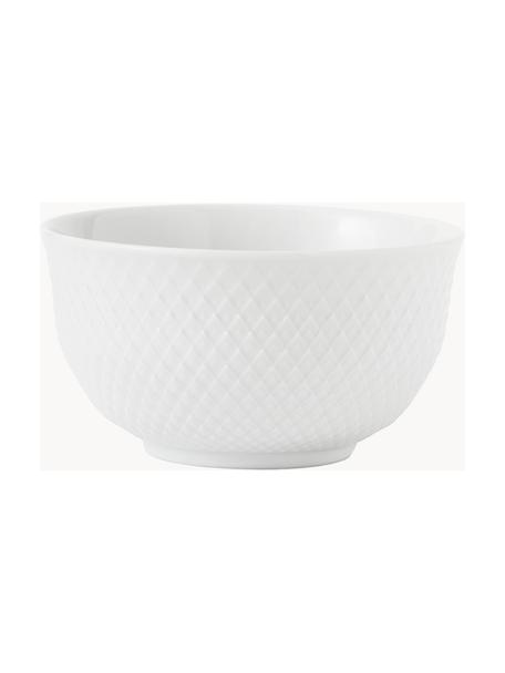 Cuencos para tapas de porcelana con relieves Rhombe, 4 uds., Porcelana, Blanco, Ø 11 x Al 7 cm