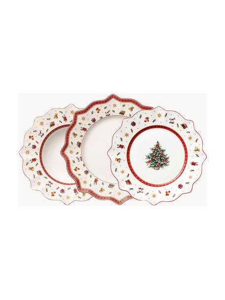 Vajilla de porcelana Delight, 4 comensales (12 pzas.), Porcelana Premium, Blanco, rojo, estampado, Set de diferentes tamaños