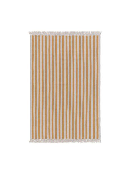 Tappeto in lana tessuto a mano con frange Gitta, 90% lana, 10% cotone

Nel caso dei tappeti di lana, le fibre possono staccarsi nelle prime settimane di utilizzo, questo si riduce con l'uso quotidiano e la formazione di lanugine diminuisce, Grigio chiaro, giallo sole, Larg. 80 x Lung. 150 cm (taglia XS)