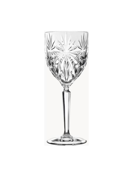 Copas de vino blanco de cristal con relieve Oasis, 6 uds., Cristal Luxion, Transparente, Ø 8 x Al 19 cm, 210 ml