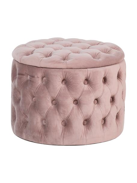 Fluwelen poef Chiara met opbergruimte, Bekleding: fluweel (polyester), Frame: eucalyptushout, Fluweel oudroze, Ø 50 x H 42 cm