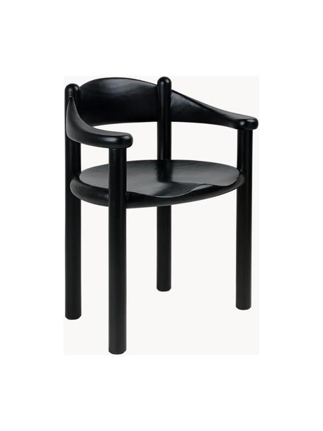 Chaise à accoudoirs en pin Daumiller, Bois de pin, laqué, Pin, laque noire, larg. 61 x prof. 49 cm