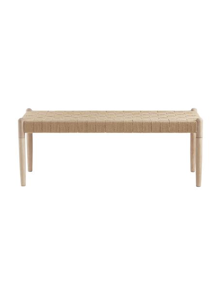Kinder-Sitzbank Köpenhamn aus Holz, Gestell: Eichenholz, Sitzfläche: Jute, Beige, B 85 x H 32 cm