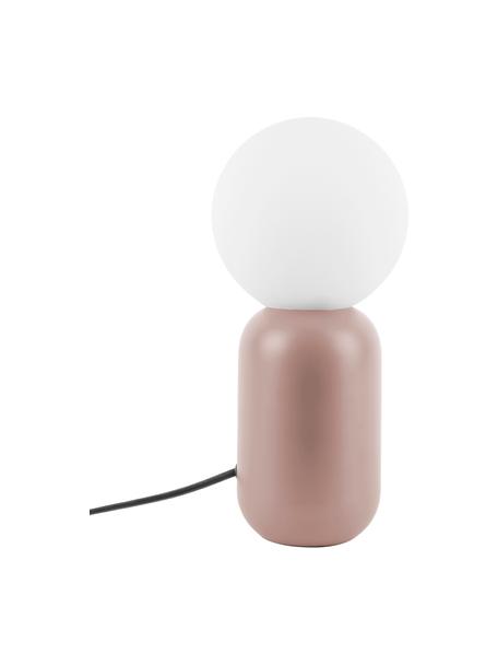 Lámpara de mesa pequeña de vidrio opalino Gala, Pantalla: vidrio opalino, Cable: cubierto en tela, Rosa, blanco opalino, Ø 15 x Al 32 cm
