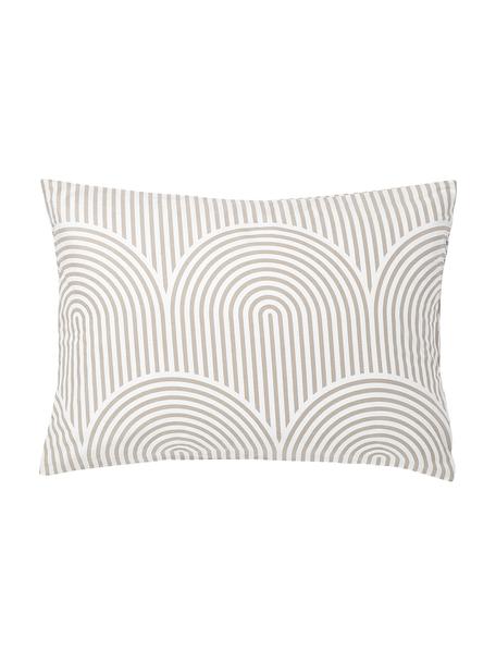 Taie d'oreiller en coton à motifs Arcs, Beige, blanc, larg. 50 x long. 70 cm