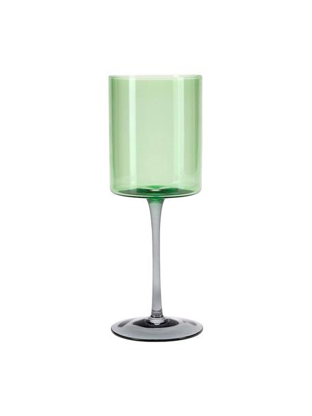 Wijnglazen Lilly, 2 stuks, Glas, Groen, grijs, Ø 9 x H 24 cm, 430 ml