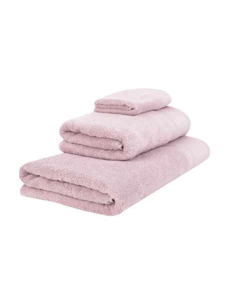 Komplet ręczników z bawełny Premium, 3 elem., Brudny różowy, Komplet z różnymi rozmiarami
