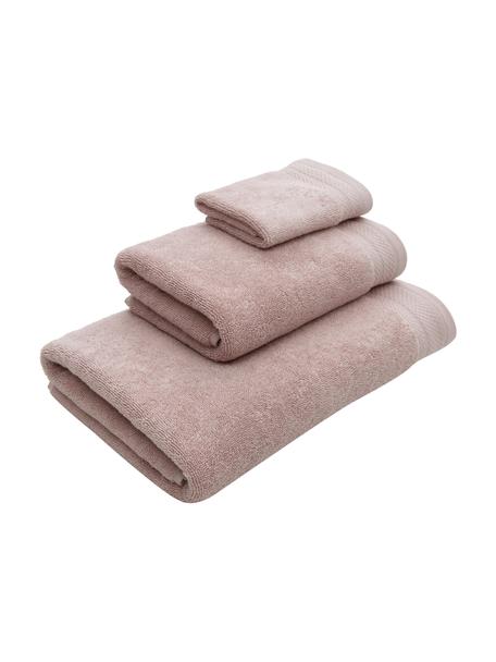 Handtuch-Set Premium aus Bio-Baumwolle, 3-tlg., 100 % Bio-Baumwolle, GOTS-zertifiziert (von GCL International, GCL-300517)
 Schwere Qualität, 600 g/m², Altrosa, Set mit verschiedenen Größen