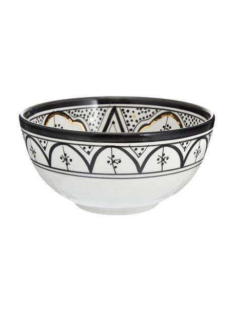 Insalatiera fatta a mano stile marocchino con dettagli dorati Couleur, Ø 25 cm, Ceramica, Nero, crema, oro, Ø 25 x Alt. 12 cm