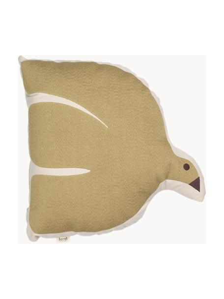 Besticktes Kissen Swif Bird aus Bio-Baumwolle, Bezug: 100 % Bio-Baumwolle, OCS-, Senfgelb, Off White, B 40 x L 40 cm