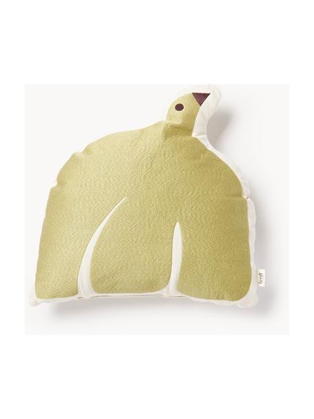 Besticktes Kissen Swif Bird aus Bio-Baumwolle, Bezug: 100 % Bio-Baumwolle, OCS-, Senfgelb, Off White, B 40 x L 40 cm