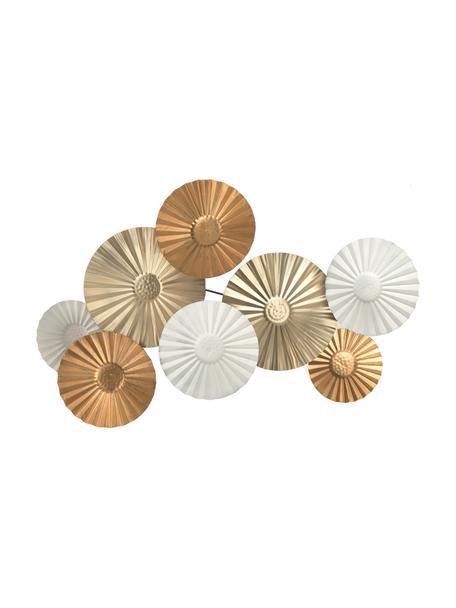 Nástěnná dekorace vyrobená z potaženého kovu Geisha, Potažené železo, Zlatá, mosazná, bílá, Š 101 cm, V 51 cm