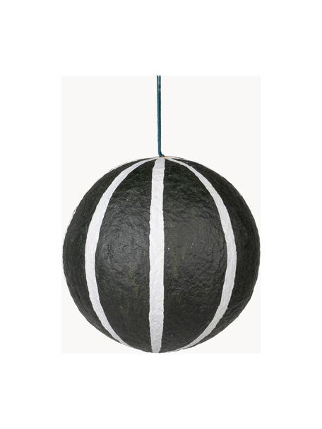 Boules de Noël Sphere, Ø 12 cm, 3 pièces, Pâte de coton, Blanc, noir, Ø 12 cm