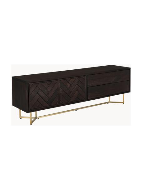 Skrinka so vzorom rybiej kosti Luca, Mangové drevo, odtiene zlatej, Š 180 x V 54 cm