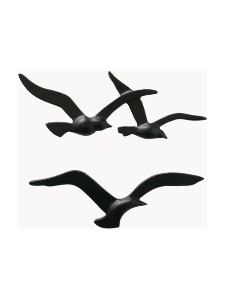 Oiseaux décoratifs en métal Birdy, 2 élém., Métal, enduit, Noir, Lot de différentes tailles