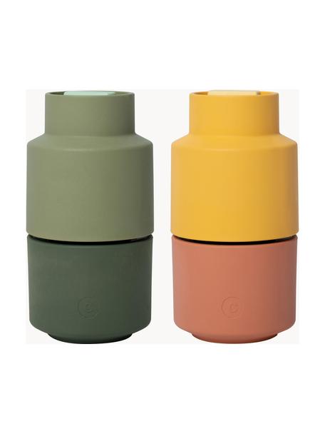 Moulins à épices Billund, 2 élém., Tons verts, abricot, jaune soleil, Ø 6 x haut. 12 cm