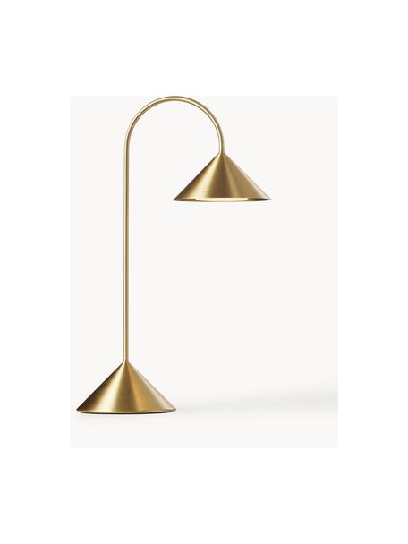 Prenosná exteriérová stolová LED lampa Grasp, Leštené odtiene zlatej, Š 30 x V 47 cm