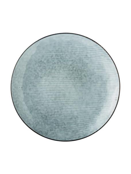 Ručne vyrobená podložka pod tanier z kameniny Nordic Sea, 4 ks, Kamenina, Odtiene sivej a modrej, Ø 31 cm