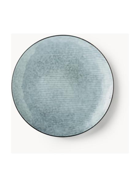 Dessous-de-plat artisanaux Nordic Sea, 4 pièces, Grès cérame, Gris-bleu, chiné, Ø 31 cm