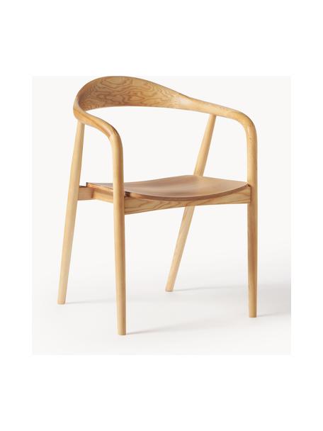 Silla con reposabrazos de madera Angelina, Asiento: madera contrachapada con , Estructura: madera de fresno maciza p, Madera de fresno claro, An 57 x Al 80 cm